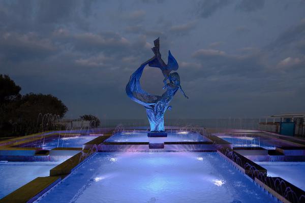 Moby P 1.0 / 2.0 / 3.0, RGBW, 9W - 20W - 30W, 34°. Монументальный фонтан, городе Сильви Марина, Терамо, Италия