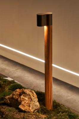 Intono B Wood 1.2, 3000K, 9W, diffusa, antracite + legno teak