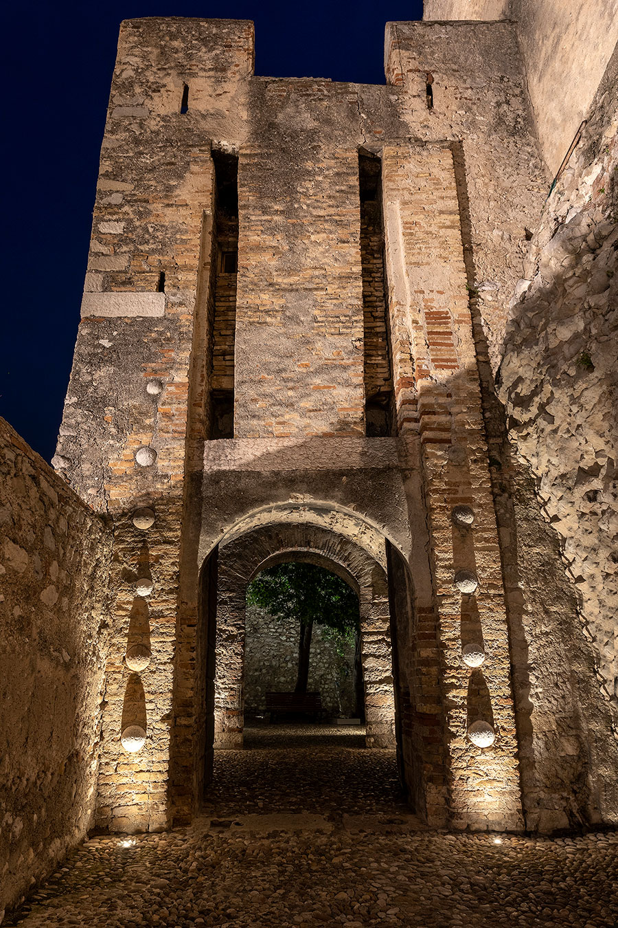 Lighting Scaligero Castle in Malcesine