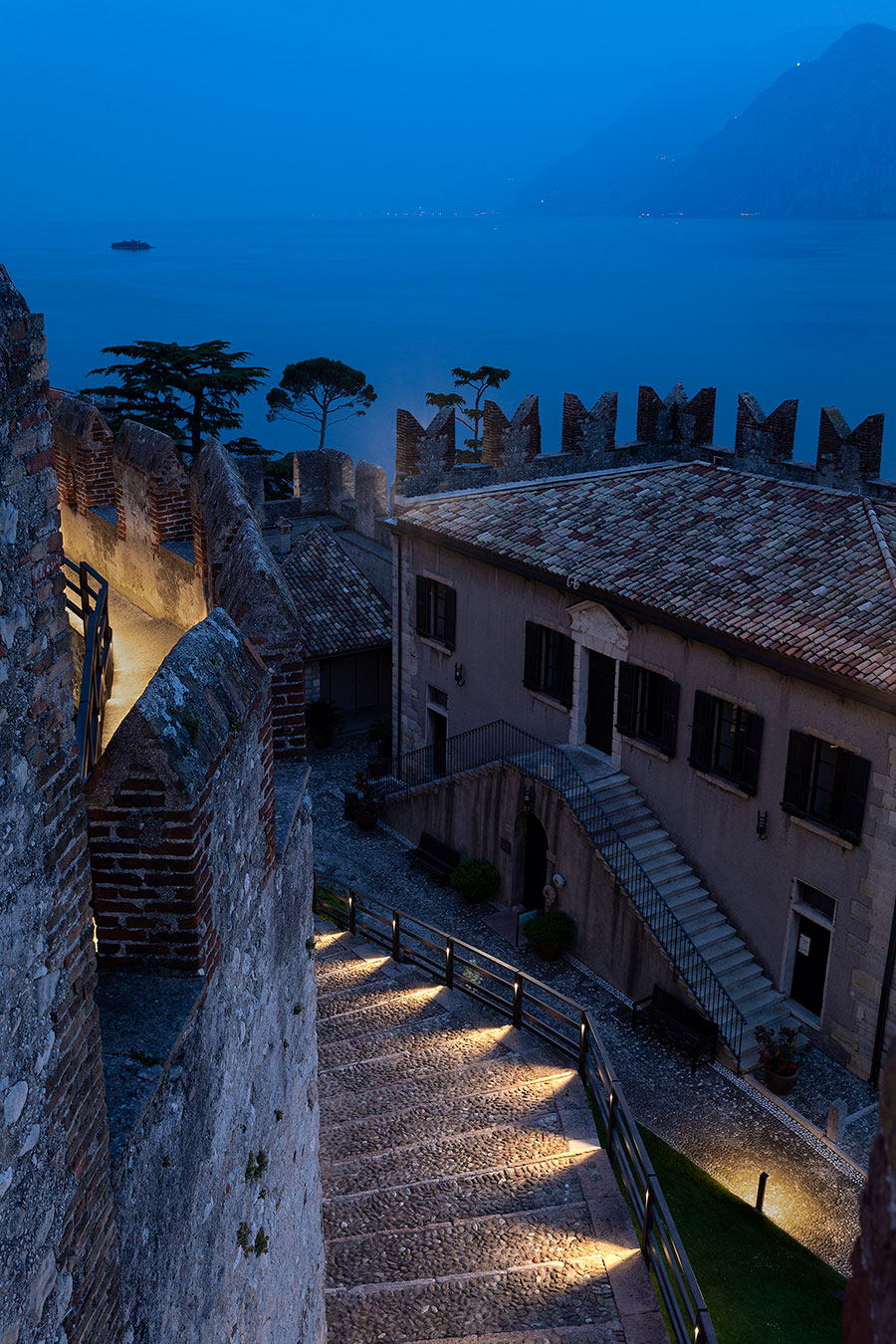 Lighting Scaligero Castle in Malcesine